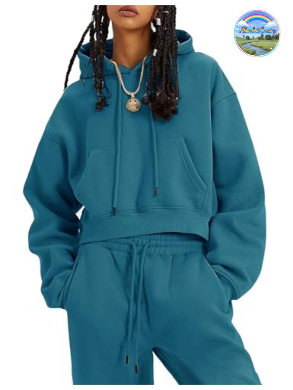 Women's Fleece 2 Piece Tracksuit Set Crop Pullover Jogger Sweatsuit Winter
